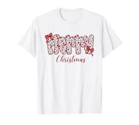 Floreale Buon Natale Word Art Red Bow Holiday Lettering Maglietta