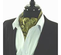 Floreale Cachemire Ascots Nero Oro Viola Foulard Vintage da Uomo Vincolo Sciarpa