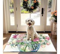 Floreale, camere Non-Slip Assorbente Zerbino Decorativi o di Entrata Tappeto per la Porta d'ingresso, Corridoio, Cucina, Impermeabile e Resistente allo Sporco