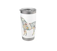 Floreale Cavallo Silhouette Boho Botanico Equestre Arte Bicchiere termico in acciaio inox doppia parete