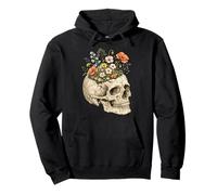 Floreale Cranio Scheletro Goth Dark Estetica Fiore Pi Felpa con Cappuccio