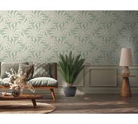 Floreale Dettagliate Carta da Parati con Motivo Dschungelblüte - Verde , Oro,
