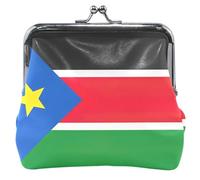 Floreale Donne Carino Coin Purse Cuoio Bacio Blocco Sud Sudan Bandiera Denaro Cambiare Sacchetto Ragazze, Bandiera del Sud Sudan, classico