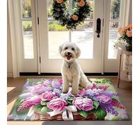 Floreale elegante zerbino con Rose Pattern, camere Non-Slip Assorbente Tappeto per la Porta d'ingresso, Corridoio, Cucina - Pratico Trappola per la Polvere