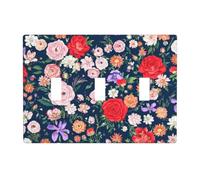 Floreale esplosione 3 Gang Switch Placca Cover-Infrangibile Policarbonato Parete Placca Resistente al Calore Interruttore A Levetta Decorazione per la Casa