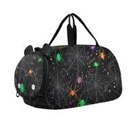 Floreale Fiori Primavera Viola Ragazze Tote Duffle Bags Viaggio Pernottamento Borse Bambino Danza Bambini Bagaglio Carry on Duffel per Ragazzi, Halloween ragni colorati verdi, classico