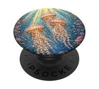 Floreale Giglio Oceano Medusa Stained Glass Europeo Estate PopSockets PopGrip Adesivo
