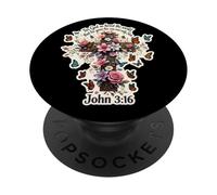 Floreale Giovanni 3:16 Versetto della Bibbia Per Dio Così Amato Il Mondo PopSockets PopGrip Adesivo