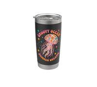 Floreale Groovy Oceano Summer Dreams Meduse Spiaggia Vacanza Bicchiere termico in acciaio inox doppia parete