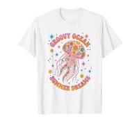Floreale Groovy Oceano Summer Dreams Meduse Spiaggia Vacanza Maglietta