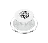 Floreale Leone Mezza Rosa Ornmental Boho Line Art PopSockets PopGrip per MagSafe