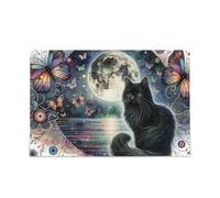 Floreale Luna Gatto Blu Puzzle Robusto 2mm Puzzle Pezzi Divertimento Famiglia Attività 1000 Pezzi