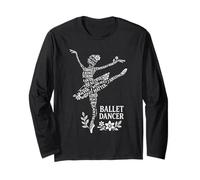 Floreale Parola Nuvola Ballerina Affermazioni Balletto Danza Maglia a Manica