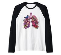 Floreale Polmoni Respiratorio Anatomia Farfalla Natura AR Maglia con Maniche Raglan