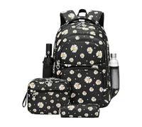 Floreale Print Backpack Set, Schoolbag for Primary School, Elementary Bookbag with Matching Accessories, Travel Accessory, Lightweight School Backpack with Spacious Design, Daily Use for Youth, Nero