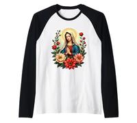 Floreale Santa Maria Santa Maria Cristiana Madre Gesù Cristo Maglia con Maniche Raglan