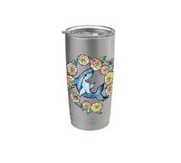 Floreale Shark Lovers Squali Design Fiore Bicchiere termico in acciaio inox doppia parete
