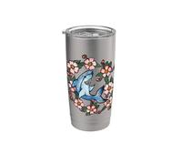 Floreale Shark Lovers Squali Design Fiore Bicchiere termico in acciaio inox doppia parete