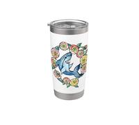 Floreale Shark Lovers Squali Design Fiore Bicchiere termico in acciaio inox doppia parete