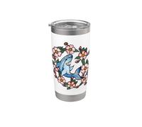 Floreale Shark Lovers Squali Design Fiore Bicchiere termico in acciaio inox doppia parete