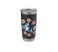 Floreale Shark Lovers Squali Design Fiore Bicchiere termico in acciaio inox doppia parete