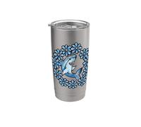 Floreale Shark Lovers Squali Design Fiori Bicchiere termico in acciaio inox doppia parete