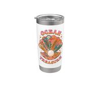 Floreale Shell Pearl Ocean Treasure Groovy Beach Vacation Vibe Bicchiere termico in acciaio inox doppia parete