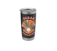 Floreale Shell Pearl Ocean Treasure Groovy Beach Vacation Vibe Bicchiere termico in acciaio inox doppia parete