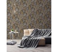 Floreale Tappezzeria Im Grafik-Stil Con più Leggero Struttura, Opaco - Marrone,