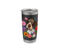 Floreale Tedesco Wirehaired Pointer Cane Mamma Vintage Wildflower Bicchiere termico in acciaio inox doppia parete