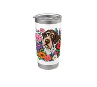 Floreale Tedesco Wirehaired Pointer Cane Mamma Vintage Wildflower Bicchiere termico in acciaio inox doppia parete