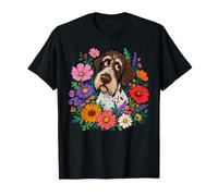 Floreale Tedesco Wirehaired Pointer Cane Mamma Vintage Wildflower Maglietta