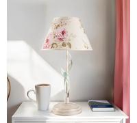 Floreale Tischleuchte Bianco Shabby Fiori Motivo 34cm Loren Comodino Letto Lampe