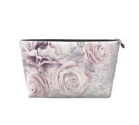 Floreale viola e grigio, Borsa da toilette Borsa per trucco Borsa per cosmetici Borsa da toilette da viaggio portatile
