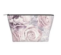 Floreale viola e grigio, Borsa da toilette Borsa per trucco Borsa per cosmetici Borsa da toilette da viaggio portatile