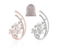 Floreali Spille con Strass e Custodia Grigia, Spilla Donna Rosa Argento, Vintage, 3.5x4.2cm, Metallo