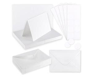 Florence Biglietti 50x e Buste Postali 50x di Colore Bianco - Papercraft - Biglietti e Buste Semplici per i Tuoi Accessori per la Creazione di Biglietti e per lo Scrapbook - Pieghevoli