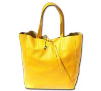 Florence Ital. Vera Pelle Shopper Giallo 30x35x15 CM Borsa Tracolla Donna OTF11