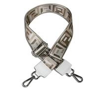 Florence OGF002JW - Tracolla bohémien da donna, in tela, colore: Bianco/Marrone chiaro, Bianco, Marrone chiaro, Argento, mittel 140x5cm, Tracolla