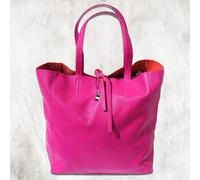 Florence Vera Pelle Borsa a Tracolla Fucsia Ital. Tote Vacchetta Donna OTF112P