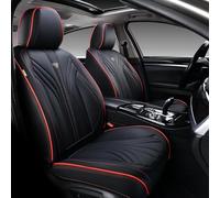 FLORICH 2 Coprisedili Anteriori in Pelle Universali per Auto Compatibili con il 95% Delle Berline, SUV, Pick-up e Monovolume (Anteriori, Nera&Rossa Linea)