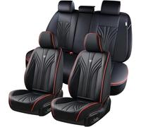 FLORICH Coprisedili per Auto 5 Pezzi, anteriori e Coprisedili Posteriori, Coprisedili Impermeabili Compatibili con il 95% Delle Berline, SUV, Pick-up (Completo, Nera&Rossa Linea)