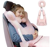 FLORICH Cuscino Auto Bambini a Forma di H, Cuscini Viaggio Bambini, Lavabile e Traspirante con Cuscino per il Collo e Coperta per Bambini e Adulti per le Vacanze in Auto (Rosa01)