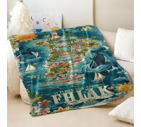 Florida Coperta in flanella con stampa isola tropicale, super morbida e accogliente, per divano e letto, perfetta per viaggi e decorazione della casa (05, 100 x 150 cm)