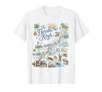 Florida Keys Mappa e Icone uniche artistiche Dettagliate Maglietta