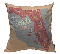 Florida Map Travel And Attractions Map of The State of USA Florida Copricuscino Elegante Fodere Cuscini Comodo Copricuscini per Divano Balcone Terrazza 45X45Cm