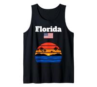 Florida spiaggia souvenir palme oceano tramonto bandiera USA Canotta