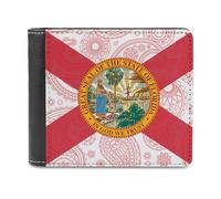 Florida State Flag Paisley modello novità portafoglio sottile tasca frontale portafoglio bifold con porta carte di credito per donne uomini, Stile:, Taglia unica, Per tutte le stagioni