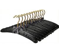 FloridaBrands - Grucce Imbottite in Raso, Colore: Nero con Ganci Dorati, Confezione da 12