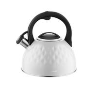 FLORINA Bollitore Acqua (2,5 l) I Bollitore da Fornello DIAMANTE I Bollitore con Manico in Silicone I Bollitore per Fornelli a Induzione, Gas, Elettrici I Colore: Bianco